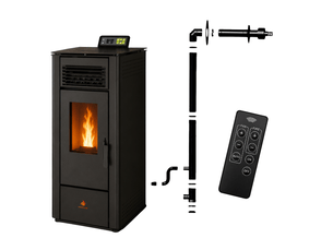 Poêle à granulés étanche emma 10 kw + kit conduit ventouse - noir