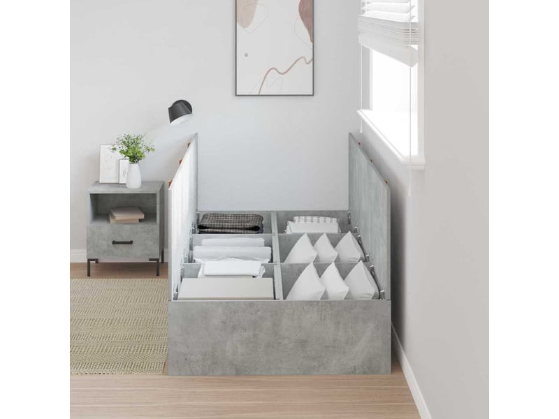  Lit simple- lit adulte -  cadre de lit avec rangement avec porte gris béton 80 x 200 cm  - Conforama B