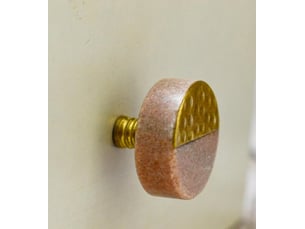 Lot de 6 poignées en marbre rose avec revêtement en bronze, poignées décoratives de 1,5 pouces pour cuisine