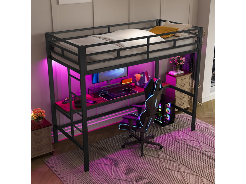  Lit superposé en métal noir 90x200 cm  - Conforama B