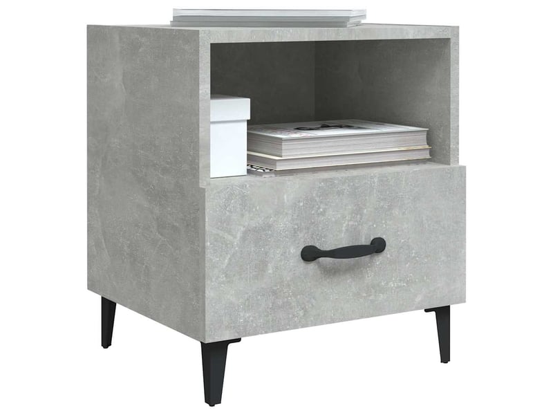  Table de chevet - cabinet de chevet - table de nuit gris béton bois d'ingénierie  - Conforama E