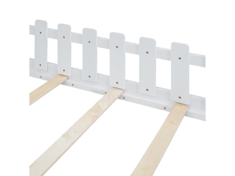  Lit cabane enfant 90x200 cm, pin, blanc  - Conforama R