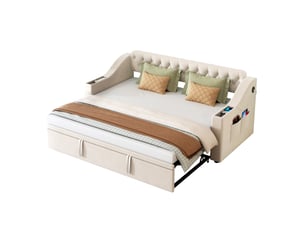 Lit gigogne 90x190 cm coloris beige