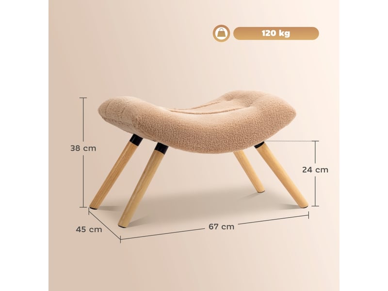  Repose-pieds moderne recouvert d'ouatine avec pieds en bois rembourré salon chambre couloir marron 838-482V00LR - Conforama C
