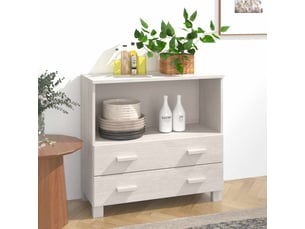 Buffet - bahut - meuble de rangement hamar blanc 85x35x80 cm bois massif de pin