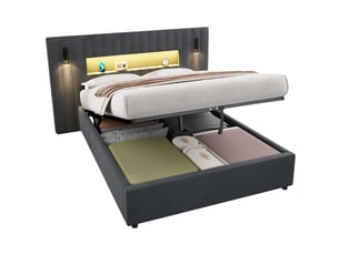 Lit coffre 140x200 cm ULEVR   coloris gris