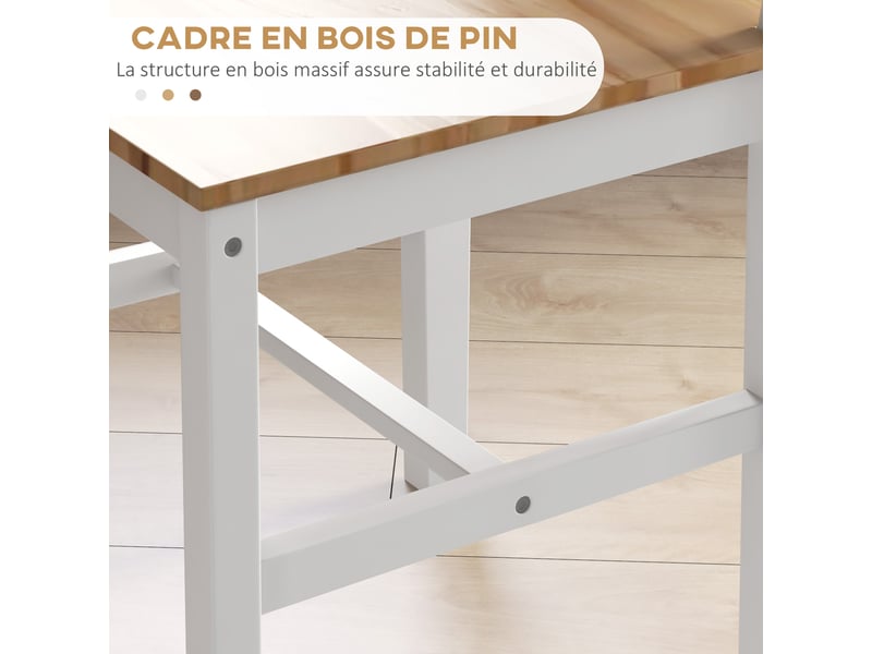  Lot de 4 chaises design style maison de campagne, cuisine ou salon, cadre blanc – parfaites pour salle à manger  - Conforama E