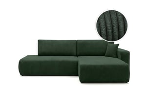 Canapé d'angle droit convertible LOUNGITUDE ALYA 5 places Velours côtelé Vert foncé