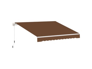 Store mural avec bras articulé et manivelle, structure robuste en aluminium et toile en polyester, 295 x 245 cm, couleur café
