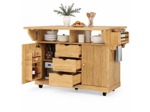 Desserte de cuisine,142.5x80x95 cm,3 tiroirs,mdf,marron naturel