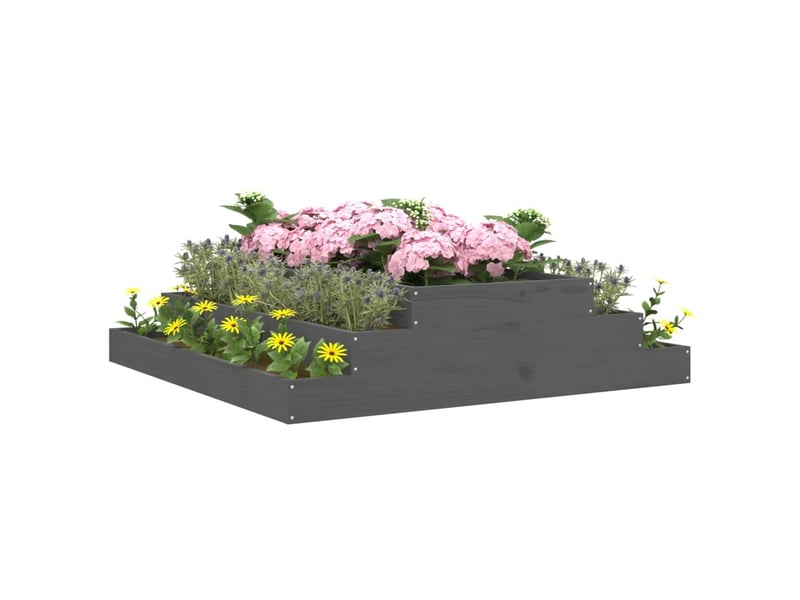  Jardinière - bac à fleurs gris 110x110x27 cm bois massif de pin  - Conforama C