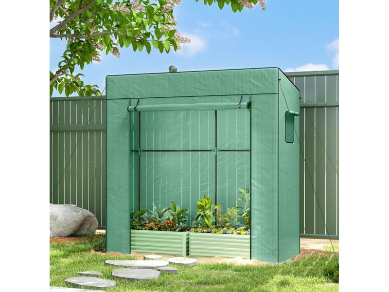  Serre de jardin 196x77x197 cm porte enroulable métal vert  - Conforama B