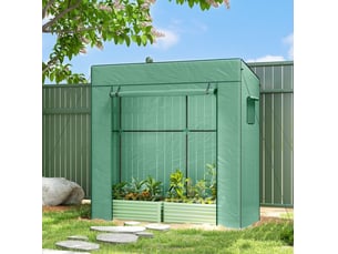 Serre de jardin 196x77x197 cm porte enroulable métal vert
