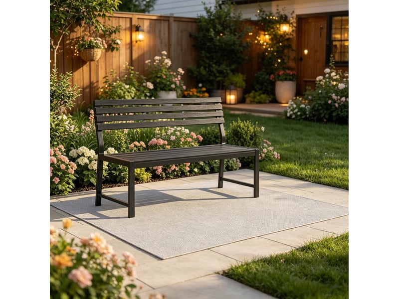  Banc de jardin extérieur avec dossier 115 cm noir homvra  - Conforama B