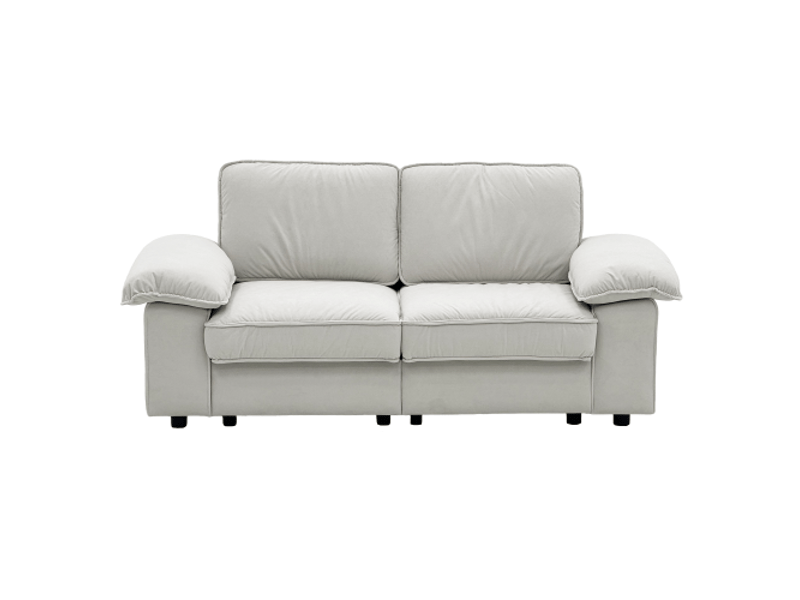 Canapé contemporain - sofa 8813-1 - blanc crème - accoudoirs larges - rangement sous le siège blanc - Conforama A