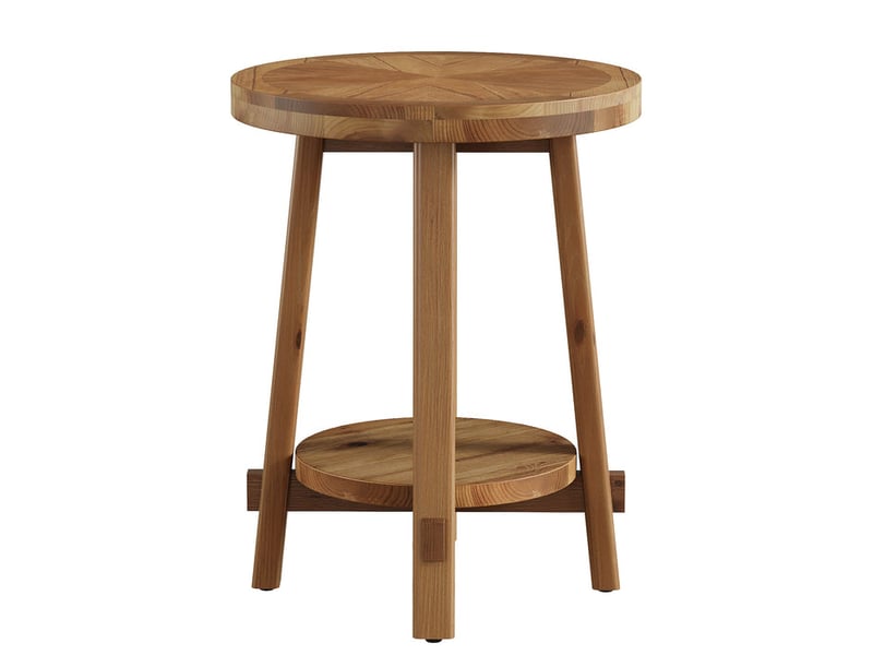  Table d'appoint en bois massif, table de canapé ronde à 2 niveaux, 50 cm, petite table basse de style champêtre pour salon, chambre et petits espaces  - Conforama A