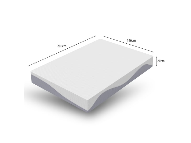  Matelas 140x200 cm en mousse, blanc+gris, réversible h3-h4, housse lavable amovible, épaisseur 20 cm, certification oeko-tex  - Conforama C