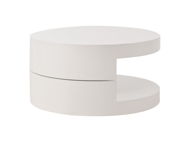  Table basse ronde blanche pivotante à 360° avec bandeau led  - Conforama C