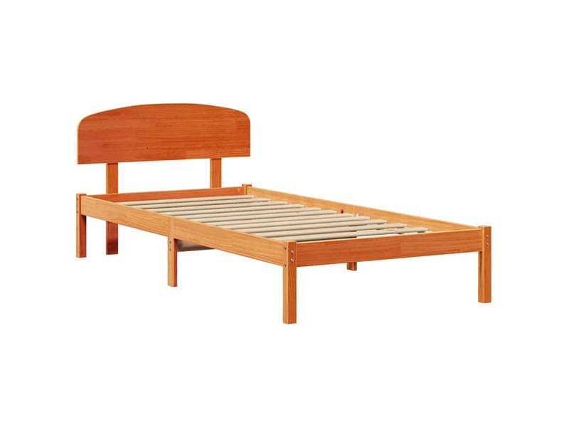 Lit simple- lit adulte - cadre de lit avec tête de lit brun 80 x 200 cm pin massif - Conforama C