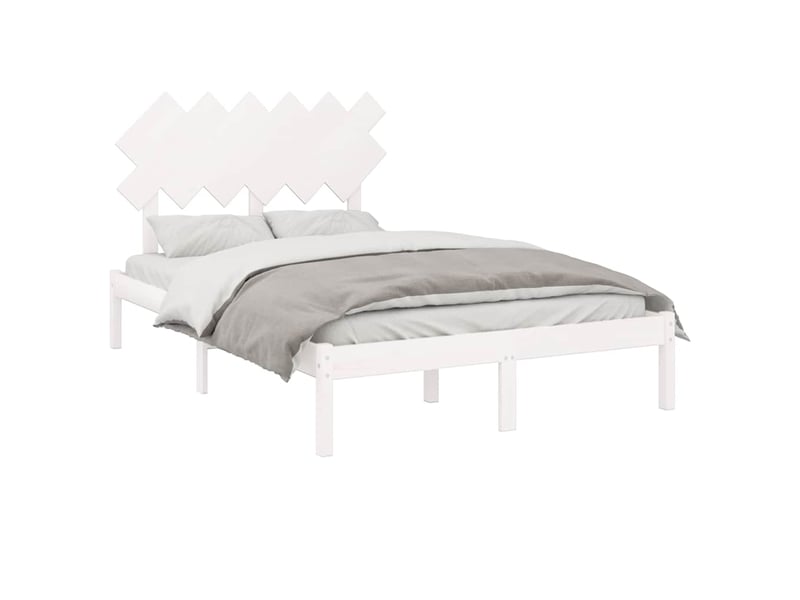  Lit double- lit adulte -  cadre de lit sans matelas blanc 135x190 cm bois massif  - Conforama B