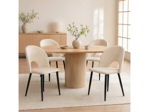 Lot de 4 chaises de salle à manger en velours beige, pieds réglables en métal et dossier à motif losanges