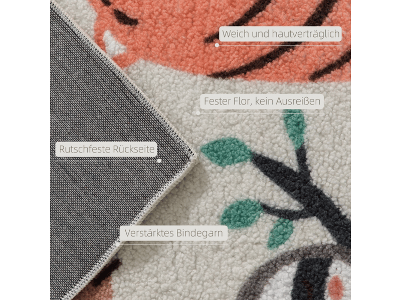  Tapis en polaire à motif jungle, facile d'entretien, blanc crème et  - Conforama D