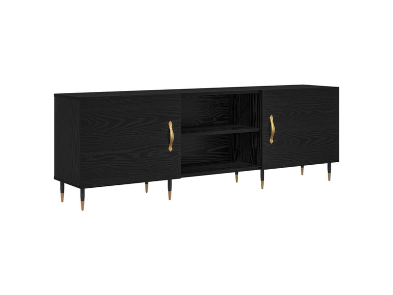  Meuble tv - banc tv - meuble de rangement 150 x 30 x 50 cm chêne noir bois d'ingénierie  - Conforama A