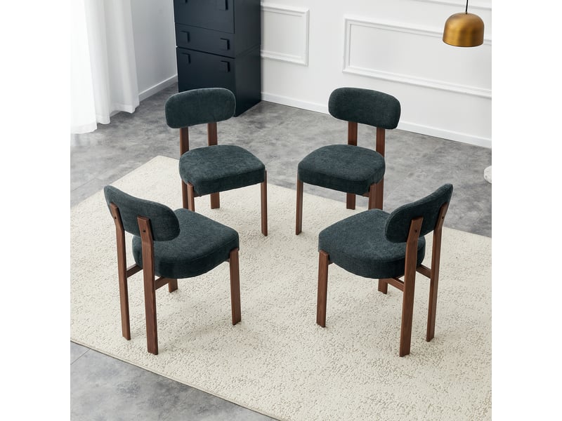  Lot de 4 chaises de salle à manger, 57x49x82, 5 cm, lin, noir  - Conforama C