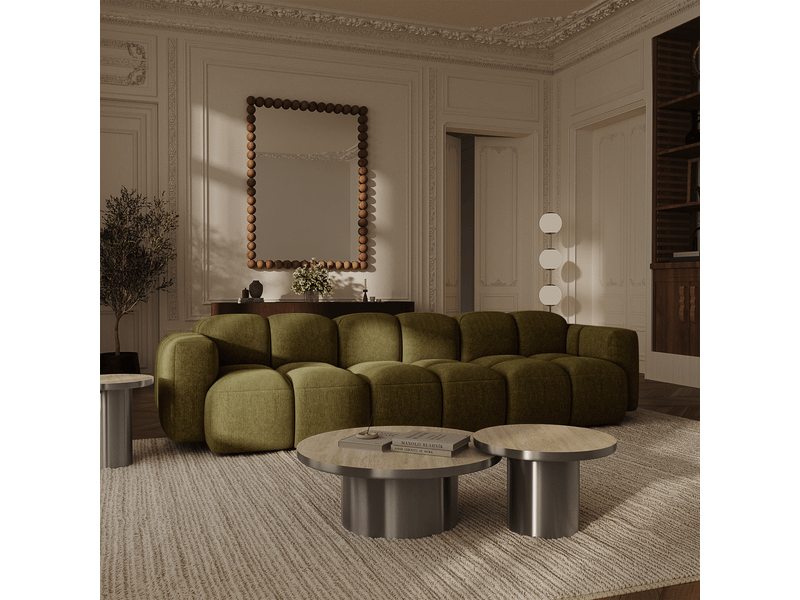  Canapé modulable 4 places en velours texturé moss MOSS - Conforama B