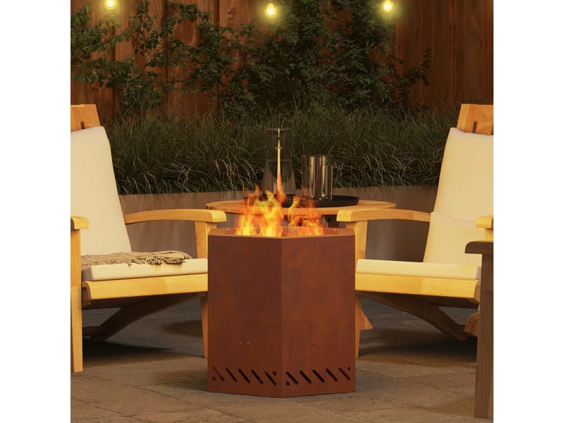 Brasero exterieur, foyer sans fumée rouillé 48x48x51 cm acier patiné shl32996 - Conforama D