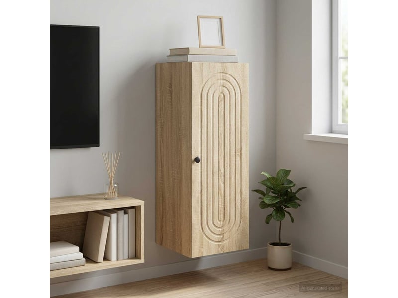  Armoire murale salon chêne sonoma 33x34,5x90cm bois d'ingénierie shl8148  - Conforama B