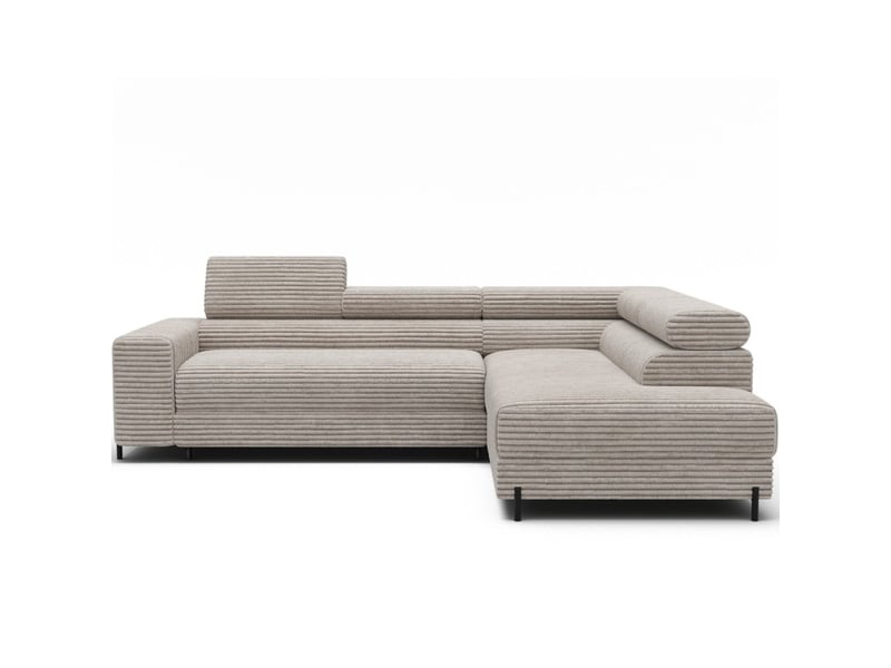  Canapé d'angle colesia convertible 5 places gris velours côtelé – droit – 274x200cm  - Conforama A