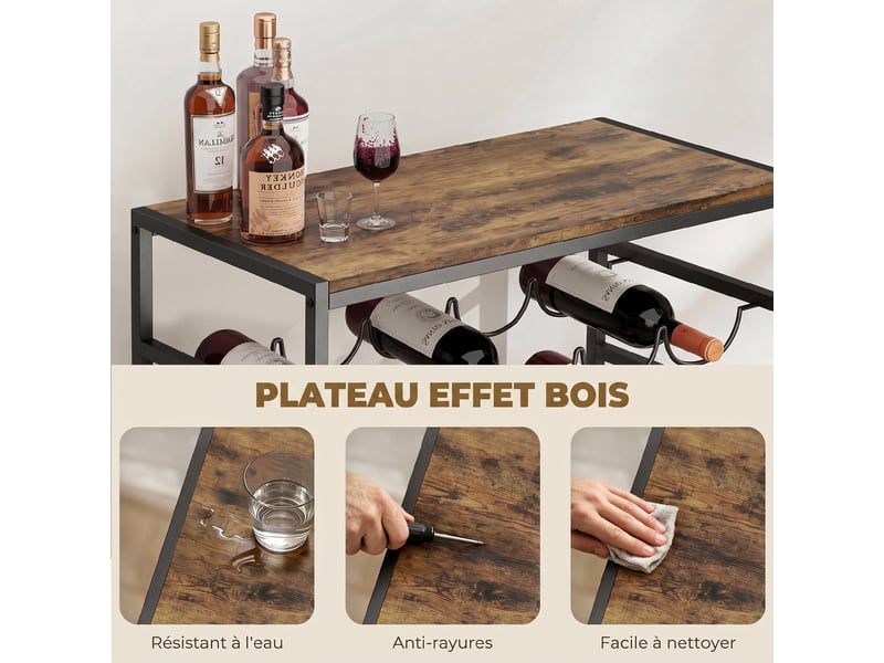  Casier à bouteilles pour 30 bouteilles, étagère à vin avec 6 niveaux, style industriel, 59x30x88,5cm, brun rustique  - Conforama E