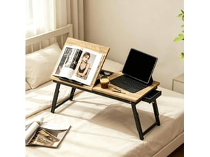 Table pour ordinateur portable 83,5x33 cm réglable et pliable mdf noir et chêne