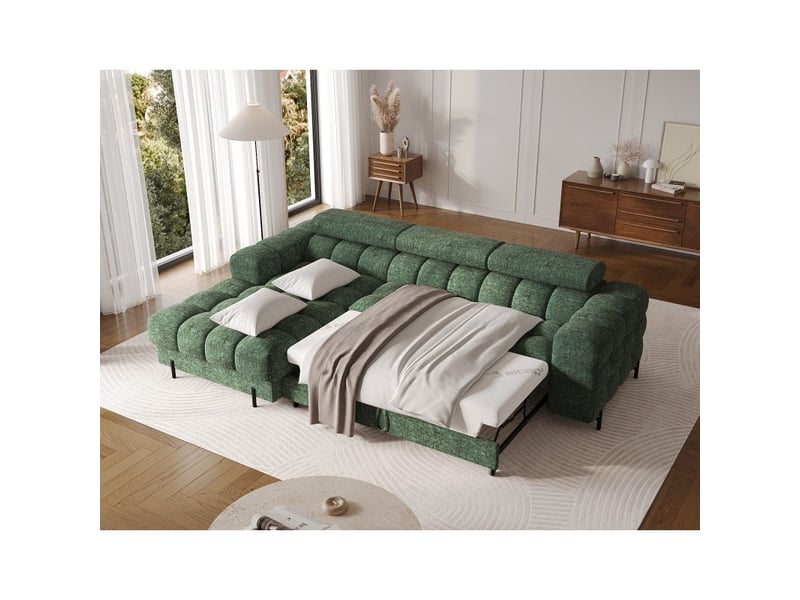  Canapé d'angle gauche convertible emeraude style épuré 285x99x181cm filtro  - Conforama B