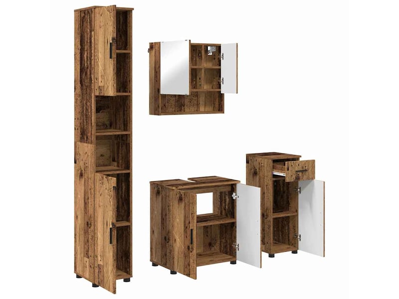 Ensemble de mobilier de salle de bain 4 pc bois ancien cf64499 - Conforama A
