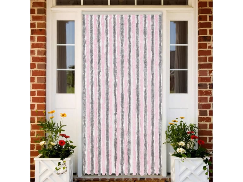  Rideau anti-mouches, moustiquaire gris argenté et rose 90x220 cm chenille cf43529  - Conforama B