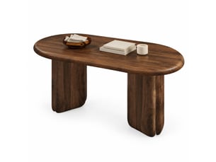 Table basse ovale coloris bois foncé STILVORA - 50 cmx99 cm
