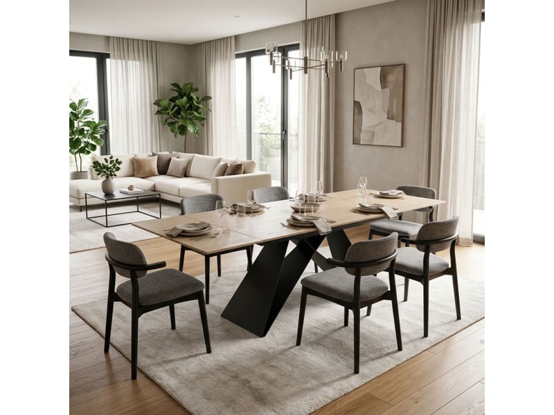  Table extensible 160-240 cm en céramique finition effet bois – lima  - Conforama B