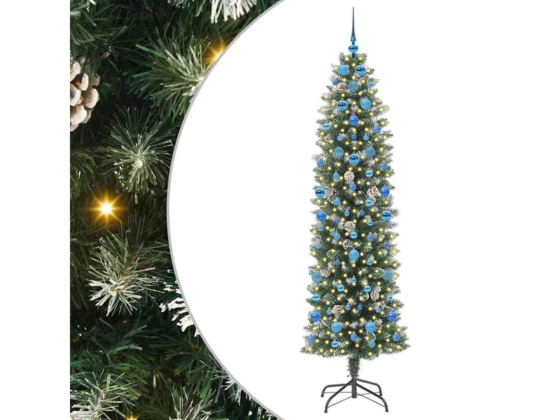  Sapin de noël - arbre de noël artificiel slim vert et blanc 210 cm  - Conforama A