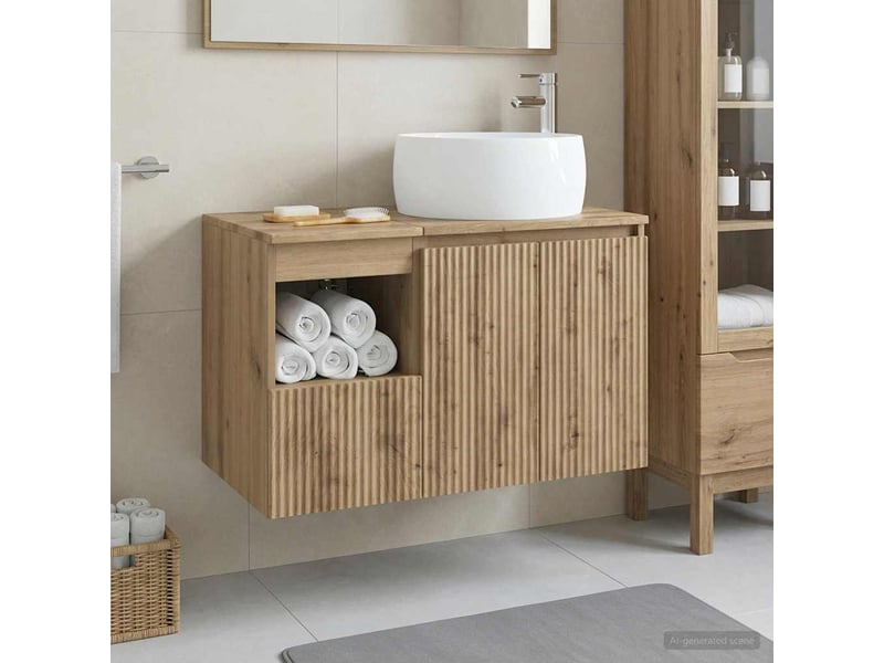  Ensemble de mobilier de salle de bain 2 pc chêne artisanal cf64069  - Conforama B