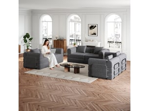 Canapé droit fixe <strong></strong> <strong></strong> 1 place Tissu gris avec coffre de rangement