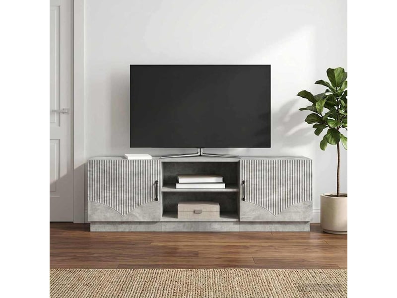  Meuble tv - banc tv - meuble de rangement gris béton 150 x 31 x 47 cm bois d'ingénierie  - Conforama D