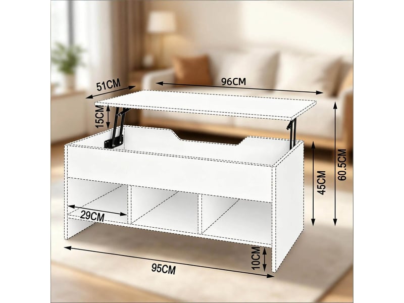 Table basse transformable compacte, bureau pc et table à manger marron rustique réglable - Conforama C