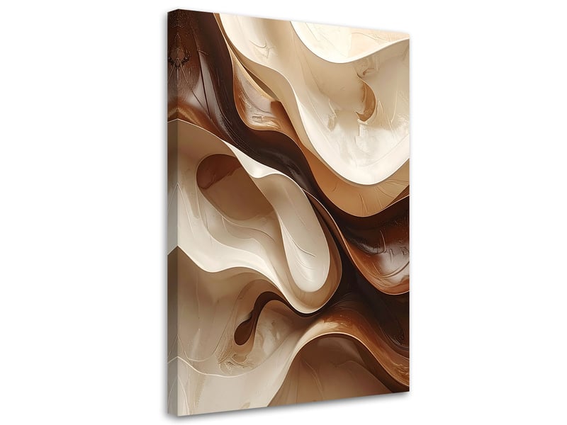  Tabelau sur toile, superpositions bohèmes ondulées marron et beige 80x120 1334482827 - Conforama A