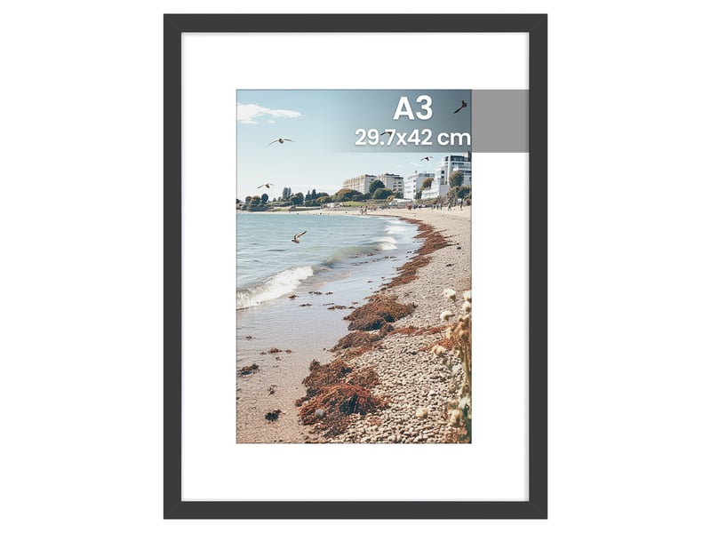  Lot de 3 cadres photo muraux en pvc, 44 x 31,7 x 1,5 cm, noir  - Conforama A