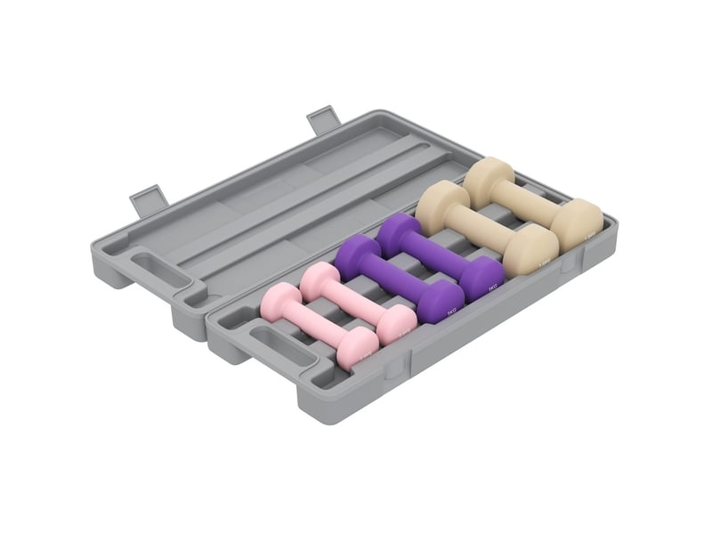  Set de 6 haltères 0,5 à 1,5 kg 43x18x7,5 cm – multicolore – mallette pour fitness  - Conforama A