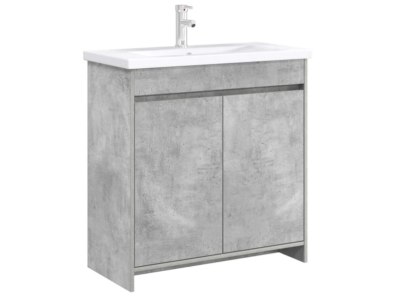  Meuble sous lavabo de salle de bain, commode gris béton shl1807  - Conforama C