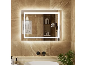 Miroir led 100 x 60 cm, miroir lumineux mural, fonction antibuée, 3 températures de couleur 3000k4500k6000k, luminosité réglable, rectangulaire