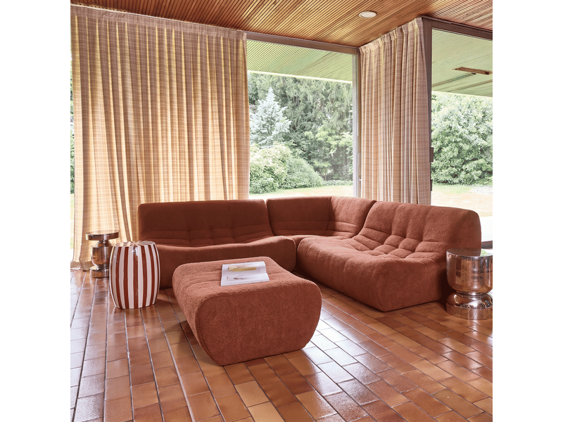 Canapé d'angle modulable 5 places avec repose pied bouclette texturée terracotta - sokol - Conforama C